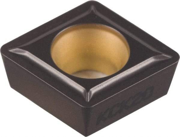Kennametal - CPMT32.52 LF Grade KCM15 Carbide Turning Insert - TiCN/Al2O3 Finish, 80° Diamond, 3/8" Inscr Circle, 5/32" Thick, 1/32" Corner Radius - Exact Tool & Supply