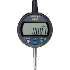 Mitutoyo - 0 to 12.7mm Range, 0.001mm Graduation, Electronic Drop Inidicator - Flat Back, 0.003mm Accuracy, LCD Display, Metric - Exact Tool & Supply