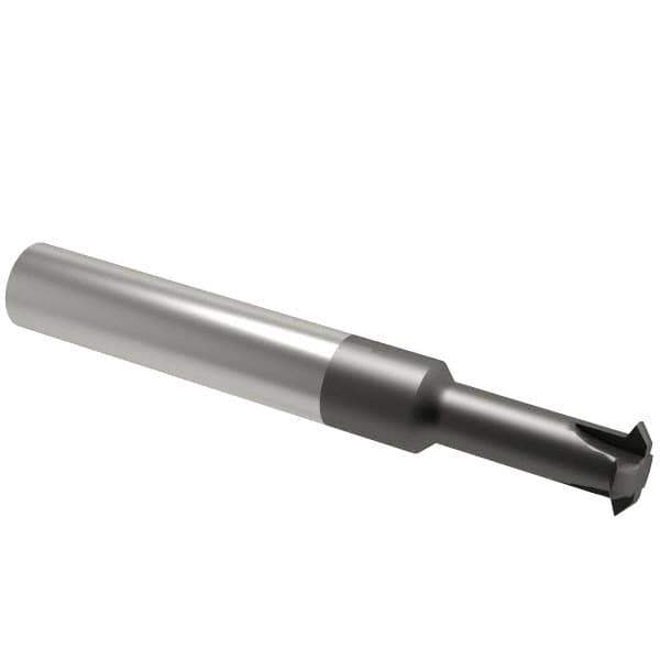 Scientific Cutting Tools - 12 to 32 TPI, Internal/External Single Profile Thread Mill - 1/2" Noml Diam, 0.372" Cut Diam, 3/8" Shank Diam, 4 Flute, 0.24" Neck Diam, 3/4" Neck Length, 3" OAL, AlTiN+ Finish - Exact Tool & Supply