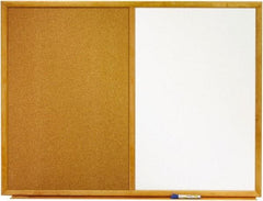 Quartet - 48" Wide x 36" High Dry Erase Combination Cork Bulletin Board - Melamine, White/Brown - Exact Tool & Supply