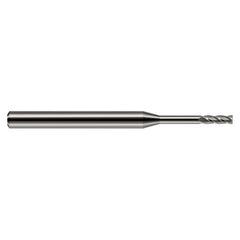 Miniature End Mills - Long Reach, Standard Flute - 0.0600″ Cutter Diameter × 0.1800″ Length of Cut × 0.7200″ Reach Carbide Square End Mill, 4 Flutes - Exact Tool & Supply