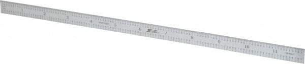 SPI - 12" Long, 1/50, 1/10" and 0.5, 1mm Graduation, Flexible Steel Rule - Decimal/Metric Graduation Style, 1/2" Wide, Silver, Satin Chrome Finish - Exact Tool & Supply