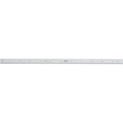 SPI - 12" Long, 1/100, 1/10" and 0.5, 1mm Graduation, Flexible Steel Rule - Decimal/Metric Graduation Style, 1/2" Wide, Silver, Satin Chrome Finish - Exact Tool & Supply