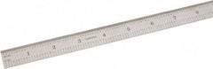 SPI - 18" Long, 1/100, 1/10" and 0.5, 1mm Graduation, Flexible Steel Rule - Decimal/Metric Graduation Style, 3/4" Wide, Silver, Satin Chrome Finish - Exact Tool & Supply