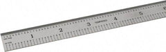 SPI - 24" Long, 1/100, 1/10" and 0.5, 1mm Graduation, Flexible Steel Rule - Decimal/Metric Graduation Style, 3/4" Wide, Silver, Satin Chrome Finish - Exact Tool & Supply