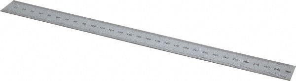 SPI - 12" Long, 1/100, 1/10" and 0.5, 1mm Graduation, Rigid Steel Rule - Decimal/Metric Graduation Style, 1" Wide, Silver, Satin Chrome Finish - Exact Tool & Supply