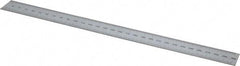 SPI - 12" Long, 1/100, 1/10" and 0.5, 1mm Graduation, Rigid Steel Rule - Decimal/Metric Graduation Style, 1" Wide, Silver, Satin Chrome Finish - Exact Tool & Supply
