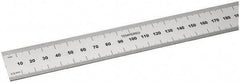 SPI - 18" Long, 0.5, 1mm Graduation, Rigid Steel Rule - Metric Graduation Style, 1-1/8" Wide, Silver, Satin Chrome Finish - Exact Tool & Supply
