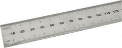 SPI - 24" Long, 0.5, 1mm Graduation, Rigid Steel Rule - Metric Graduation Style, 1-1/8" Wide, Silver, Satin Chrome Finish - Exact Tool & Supply