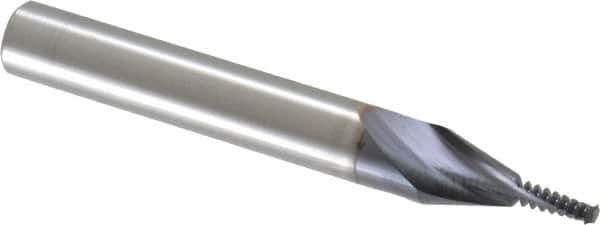 Accupro - #6-32 UNC, 0.115" Cutting Diam, 2 Flute, Solid Carbide Helical Flute Thread Mill - Internal Thread, 1/4" LOC, 2" OAL, 1/4" Shank Diam - Exact Tool & Supply