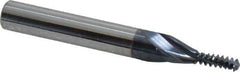 Accupro - #10-24 UNC, 0.12" Cutting Diam, 3 Flute, Solid Carbide Helical Flute Thread Mill - Internal Thread, 5/16" LOC, 2" OAL, 1/4" Shank Diam - Exact Tool & Supply