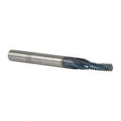 Accupro - 1/4-20 UNC, 0.18" Cutting Diam, 3 Flute, Solid Carbide Helical Flute Thread Mill - Internal Thread, 1/2" LOC, 2-1/2" OAL, 1/4" Shank Diam - Exact Tool & Supply
