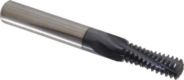 Accupro - 3/8-16 UNC, 0.285" Cutting Diam, 4 Flute, Solid Carbide Helical Flute Thread Mill - Internal Thread, 3/4" LOC, 2-1/2" OAL, 5/16" Shank Diam - Exact Tool & Supply