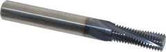Accupro - 7/16-20 UNF, 0.335" Cutting Diam, 4 Flute, Solid Carbide Helical Flute Thread Mill - Internal Thread, 7/8" LOC, 3" OAL, 3/8" Shank Diam - Exact Tool & Supply
