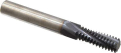 Accupro - 3/4-10 UNC, 0.495" Cutting Diam, 4 Flute, Solid Carbide Helical Flute Thread Mill - Internal Thread, 1-1/4" LOC, 4" OAL, 1/2" Shank Diam - Exact Tool & Supply