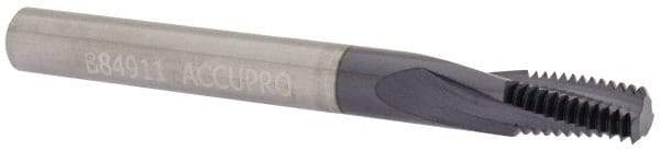 Accupro - NPT, 0.245" Cutting Diam, 3 Flute, Solid Carbide Helical Flute Thread Mill - Internal Thread, 7/16" LOC, 2-1/2" OAL, 1/4" Shank Diam - Exact Tool & Supply