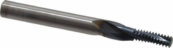 Accupro - M6x1.00 Metric Coarse, 0.17" Cutting Diam, 3 Flute, Solid Carbide Helical Flute Thread Mill - Internal Thread, 1/2" LOC, 57mm OAL, 3/16" Shank Diam - Exact Tool & Supply