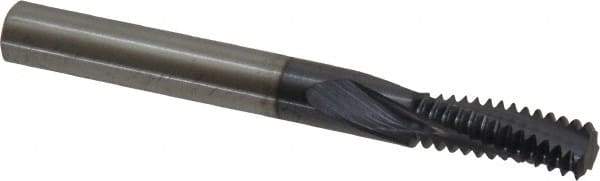 Accupro - M8x1.25 Metric Coarse, 0.235" Cutting Diam, 3 Flute, Solid Carbide Helical Flute Thread Mill - Internal Thread, 5/8" LOC, 57mm OAL, 1/4" Shank Diam - Exact Tool & Supply