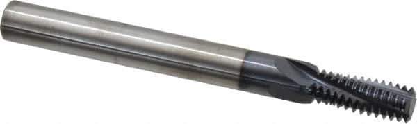 Accupro - M12x1.75 Metric Coarse, 0.37" Cutting Diam, 4 Flute, Solid Carbide Helical Flute Thread Mill - Internal Thread, 7/8" LOC, 100mm OAL, 3/8" Shank Diam - Exact Tool & Supply