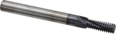 Accupro - M12x1.75 Metric Coarse, 0.37" Cutting Diam, 4 Flute, Solid Carbide Helical Flute Thread Mill - Internal Thread, 7/8" LOC, 100mm OAL, 3/8" Shank Diam - Exact Tool & Supply