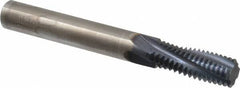Accupro - M16x2.00 Metric Coarse, 0.4701" Cutting Diam, 4 Flute, Solid Carbide Helical Flute Thread Mill - Internal Thread, 32mm LOC, 100mm OAL, 12mm Shank Diam - Exact Tool & Supply