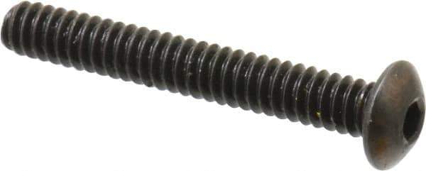 Holo-Krome - #6-32 UNC Hex Socket Drive, Button Screw - Alloy Steel, Black Oxide Finish, Fully Threaded, 1" Length Under Head - Exact Tool & Supply