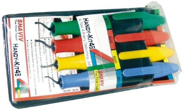 Shaviv - 9 Piece, Hand Deburring Tool Set - B Blade Holder - Exact Tool & Supply