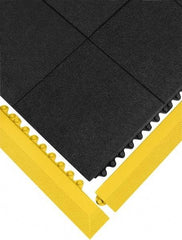 Wearwell - 39" Long x 3" Wide x 5/8" Thick, Anti-Fatigue Modular Matting Ramp Edge - Female, Yellow, For Dry & Wet Areas, Series 572 - Exact Tool & Supply