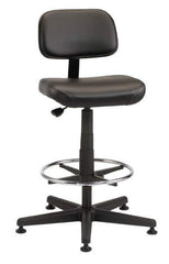 Bevco - Pneumatic Height Adjustable Chair - Vinyl Seat, Black - Exact Tool & Supply