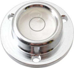 Geier & Bluhm, Inc. - 1-1/4 Inch Base Diameter x 0.44 Inch Overall Height, 1 Circle, Brass Bull's Eye Circular Level - 0.276 Inch Vial Diameter, 5/8 Inch Inner Diameter, 0.12 Inch Mounting Hole Diameter, 0.1 Inch Sensitivity, -40 to 150°F - Exact Tool & Supply