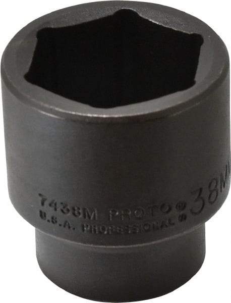 Proto - 1/2" Drive 38mm Standard Impact Socket - 6 Points, 2-3/8" OAL - Exact Tool & Supply