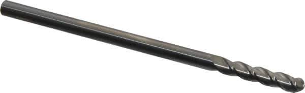 Accupro - 5/16" Diam, 1-1/2" LOC, 3 Flute Solid Carbide Ball End Mill - Uncoated, Single End, 6" OAL, 5/16" Shank Diam, Spiral Flute - Exact Tool & Supply