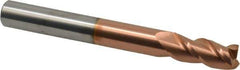 Accupro - 7/16", 1" LOC, 7/16" Shank Diam, 4" OAL, 3 Flute, Solid Carbide Square End Mill - Single End, TiCN Finish, Spiral Flute, 40° Helix, Centercutting, Right Hand Cut, Right Hand Flute - Exact Tool & Supply