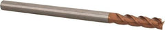 Accupro - 3/8", 1-1/2" LOC, 3/8" Shank Diam, 6" OAL, 3 Flute, Solid Carbide Square End Mill - Single End, TiCN Finish, Spiral Flute, 40° Helix, Centercutting, Right Hand Cut, Right Hand Flute - Exact Tool & Supply