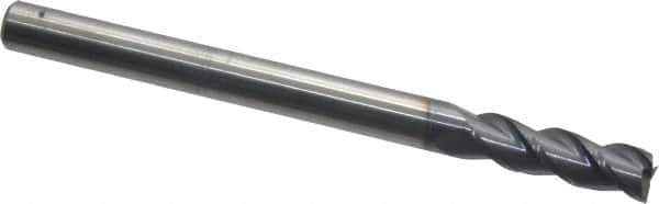 Accupro - 5/16", 1" LOC, 5/16" Shank Diam, 4" OAL, 3 Flute, Solid Carbide Square End Mill - Single End, AlTiN Finish, Spiral Flute, 40° Helix, Centercutting, Right Hand Cut, Right Hand Flute - Exact Tool & Supply