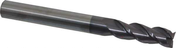Accupro - 5/8", 2" LOC, 5/8" Shank Diam, 6" OAL, 3 Flute, Solid Carbide Square End Mill - Single End, AlTiN Finish, Spiral Flute, 40° Helix, Centercutting, Right Hand Cut, Right Hand Flute - Exact Tool & Supply
