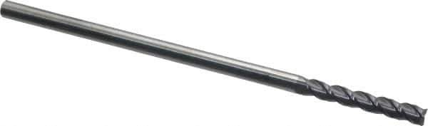 Accupro - 1/4", 1-1/2" LOC, 1/4" Shank Diam, 6" OAL, 3 Flute, Solid Carbide Square End Mill - Single End, AlTiN Finish, Spiral Flute, 40° Helix, Centercutting, Right Hand Cut, Right Hand Flute - Exact Tool & Supply