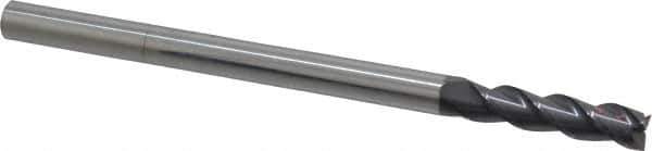 Accupro - 3/8", 1-1/2" LOC, 3/8" Shank Diam, 6" OAL, 3 Flute, Solid Carbide Square End Mill - Single End, AlTiN Finish, Spiral Flute, 40° Helix, Centercutting, Right Hand Cut, Right Hand Flute - Exact Tool & Supply