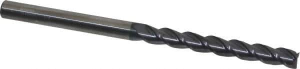 Accupro - 3/8", 3" LOC, 3/8" Shank Diam, 6" OAL, 3 Flute, Solid Carbide Square End Mill - Single End, AlTiN Finish, Spiral Flute, 40° Helix, Centercutting, Right Hand Cut, Right Hand Flute - Exact Tool & Supply
