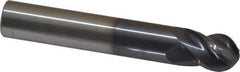 Accupro - 12mm Diam, 16mm LOC, 4 Flute Solid Carbide Ball End Mill - AlTiN Finish, Single End, 76mm OAL, 12mm Shank Diam, Spiral Flute - Exact Tool & Supply