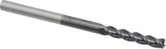 Accupro - 3/16", 1" LOC, 3/16" Shank Diam, 3" OAL, 3 Flute, Solid Carbide Square End Mill - Single End, AlTiN Finish, Spiral Flute, 40° Helix, Centercutting, Right Hand Cut, Right Hand Flute - Exact Tool & Supply