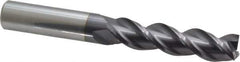 Accupro - 1/2", 2" LOC, 1/2" Shank Diam, 4" OAL, 3 Flute, Solid Carbide Square End Mill - Single End, AlTiN Finish, Spiral Flute, 40° Helix, Centercutting, Right Hand Cut, Right Hand Flute - Exact Tool & Supply