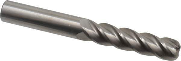 Accupro - 1/2", 4 Flute, Single End, Solid Carbide, 1/8" Corner Radius End Mill - 4" OAL, 40° Helix, Right Hand Flute, 2" LOC, Right Hand Cut - Exact Tool & Supply