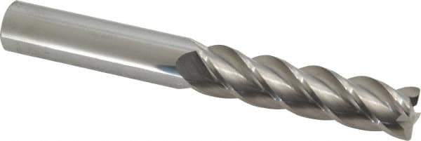Accupro - 1/2", 4 Flute, Single End, Solid Carbide, 0.03" Corner Radius End Mill - 4" OAL, 40° Helix, Right Hand Flute, 2" LOC, Right Hand Cut - Exact Tool & Supply