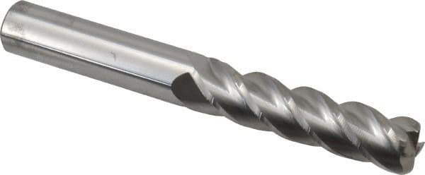 Accupro - 1/2", 4 Flute, Single End, Solid Carbide, 0.09" Corner Radius End Mill - 4" OAL, 40° Helix, Right Hand Flute, 2" LOC, Right Hand Cut - Exact Tool & Supply