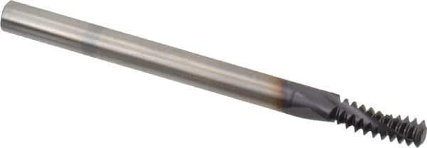 Allied Machine and Engineering - 1/4-20 UNC, 0.18" Cutting Diam, 3 Flute, Solid Carbide Helical Flute Thread Mill - Internal Thread, 1/2" LOC, 2-1/2" OAL, 3/16" Shank Diam - Exact Tool & Supply