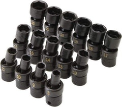 SK - 15 Piece 3/8" Drive Standard Impact Socket Set - 6 Points, 8 to 21mm, Metric Measurement Standard - Exact Tool & Supply