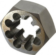 Interstate - 1-1/4 - 10 UNS Thread, 2-3/16" Hex, Right Hand Thread, Hex Rethreading Die - Carbon Steel, 1" Thick - Exact Tool & Supply