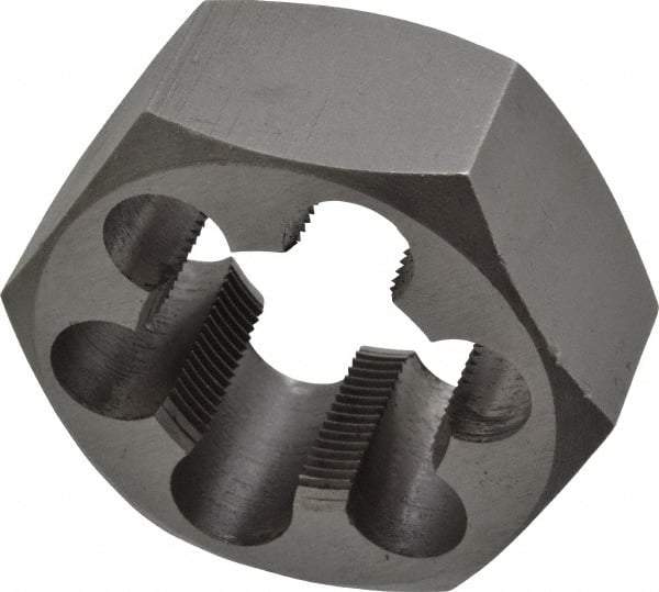 Interstate - 1-1/4 - 18 UNEF Thread, 2-3/16" Hex, Right Hand Thread, Hex Rethreading Die - Carbon Steel, 1" Thick - Exact Tool & Supply
