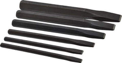 Mayhew - 6 Piece Cold Chisel Set - 5, 4-1/2, 5, 5-3/4, 6 & 7" OAL, Sizes Included 1/4 to 3/4" - Exact Tool & Supply